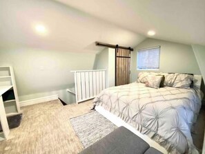 1 bedroom, desk, iron/ironing board, travel cot