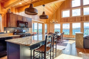 Fridge, microwave, oven, stovetop - 30 Hilltop - Brand new custom built home with views of Rangeley Lake (Rangeley)