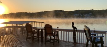 Large Lakefront Family Retreat on Quiet and Lively Cove                      