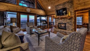 TV, fireplace, DVD player, books - The Silver Fox - Modern Chic Decor | Hot Tub | Aska Adventure Area (Blue Ridge)