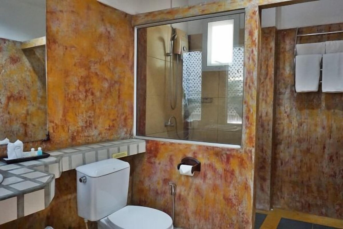 Baño | Ducha, cabezal de ducha con hidromasaje, secador de pelo y toallas