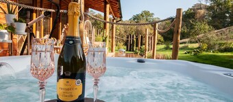 The Chard with hot tub overlooks a wildlife pond sleeping 2