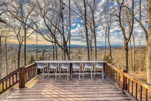 Outdoor dining - 2 Spacious Cabins | Hot Tub • Views • Huge Deck (Blue Ridge Mountains)