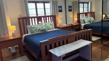 2 bedrooms, desk, iron/ironing board, travel cot