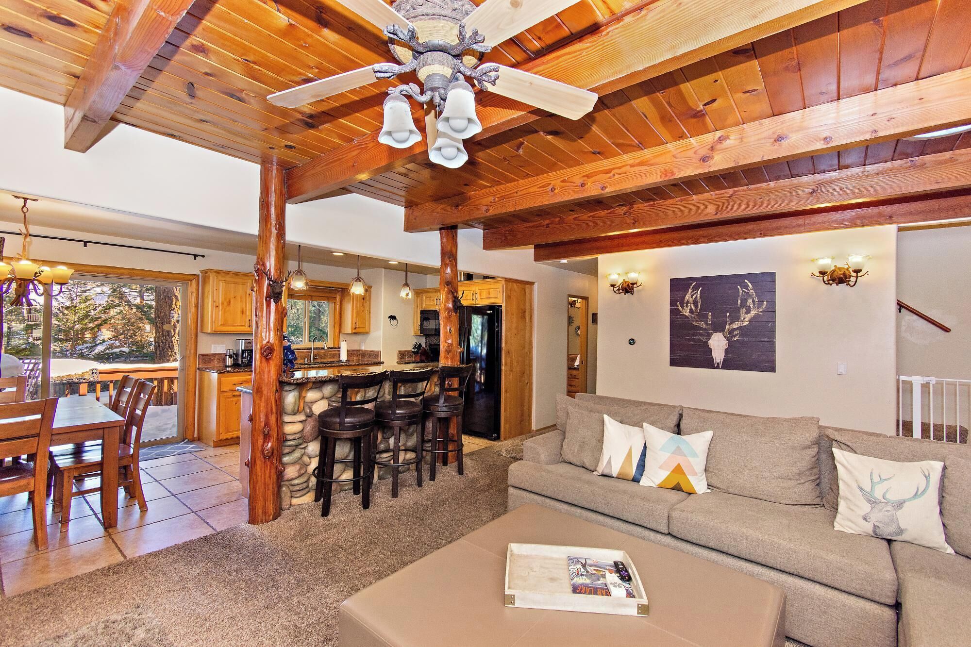 TV, fireplace, foosball