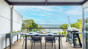 Outdoor dining - Dutchies By The Sea, 2 61 Christmas Bush Ave - Spectacular views, close to the beach,  Wi-Fi (Nelson Bay)