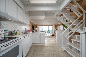 Microwave, dishwasher, cookware/dishes/utensils - Oceanfront four bedroom, two 1/2 bath townhome located on 86th St (Ocean City)