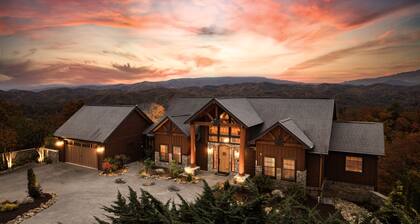 Indigo Falls ~ 8BR w/Golf Simulator, Indoor Cave Pool, Hot Tub, Game Room, Theater, & Views!