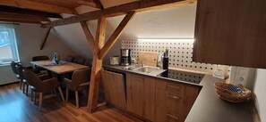 Kühlschrank, Mikrowelle, Herdplatte, Geschirrspüler