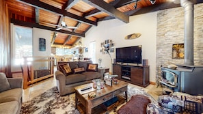 Smart TV, fireplace, DVD player