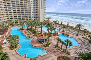 Indoor pool, a heated pool - Ocean-view studio with well-equipped kitchen, W/D, pool, hot tub, & gym (Panama City Beach)