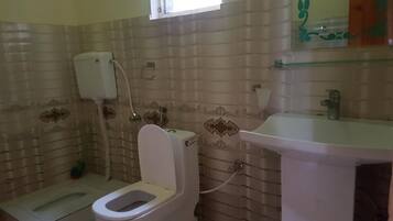 Chambre Double Deluxe | Salle de bain | Douche, articles de toilette de luxe, serviettes fournies, savon