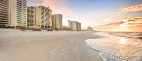 On the beach, beach towels