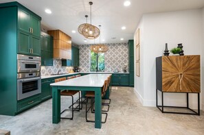 Fridge, microwave, oven, stovetop - Schleyer Haus at Camp Warnecke · Schleyer Haus at Camp Warnecke*River Access & Pool (New Braunfels)