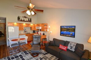 TV, fireplace, stereo