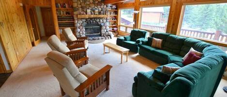 Televisión, chimenea y reproductor de DVD