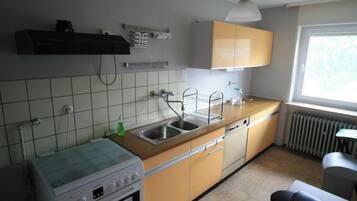 Fridge, microwave, oven, dishwasher