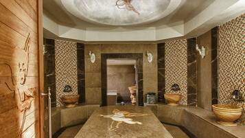 Turkish bath, body treatments, aromatherapy, hot stone massages
