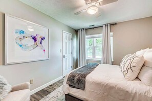3 bedrooms, iron/ironing board, travel cot, WiFi