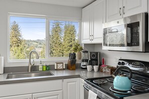 Jääkaappi, mikroaaltouuni, liesi, astianpesukone