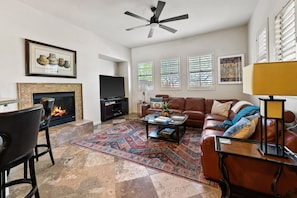 TV, fireplace, DVD player