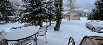West Vail Hideaway 2/2 fireplace at pine ridge bus stop