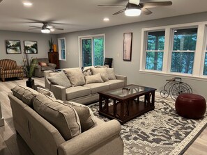 Smart TV, DVD player, books, music library