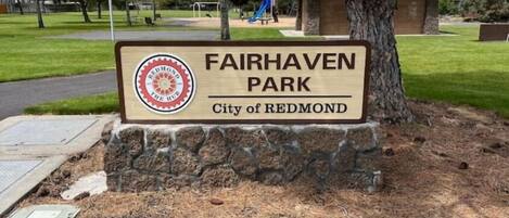 A sign for Fairhaven Park in the City of Redmond.