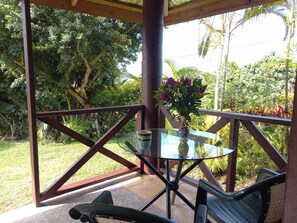 Economy Double Room, Partial Ocean View | Terrace/patio - Tiavi Mountain Bungalows (Siumu)