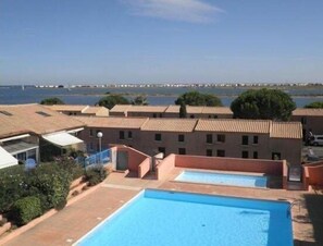 Enjoy a refreshing swim in our pool overlooking the sea.