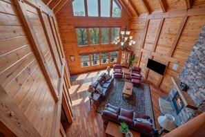 Smart TV, fireplace, DVD player, books