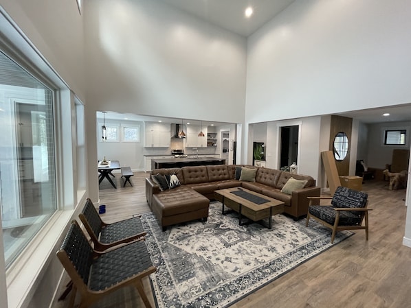 Smart TV, fireplace, video games, foosball