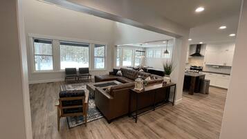 Smart TV, fireplace, video games, table football