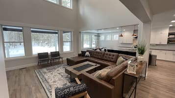 Smart TV, fireplace, video games, table football