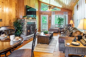 Smart TV, fireplace, video games