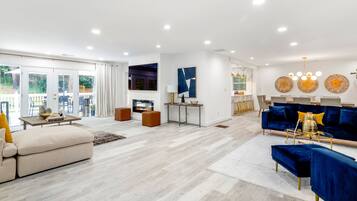 Smart TV, fireplace, printers