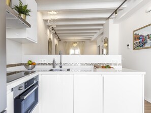 Fridge, microwave, oven, dishwasher