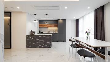 Family Room, 2 Bedrooms | Private kitchen | Fridge, microwave, espresso maker, electric kettle
