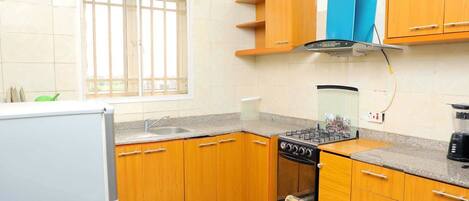 Microwave, oven, cookware/dishes/utensils, spices
