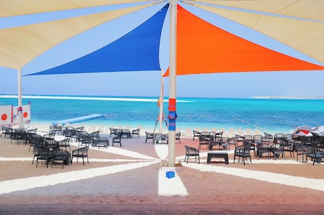 On the beach, white sand