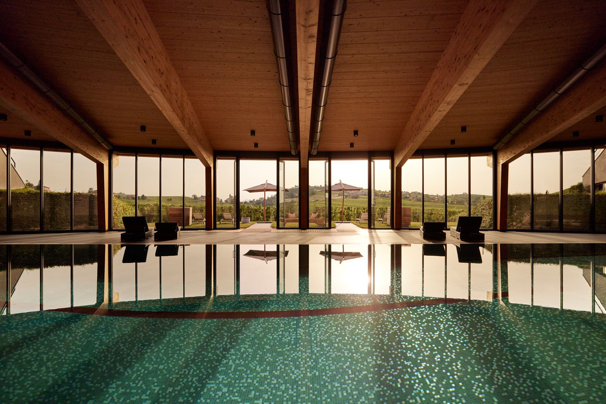 Indoor pool, pool loungers