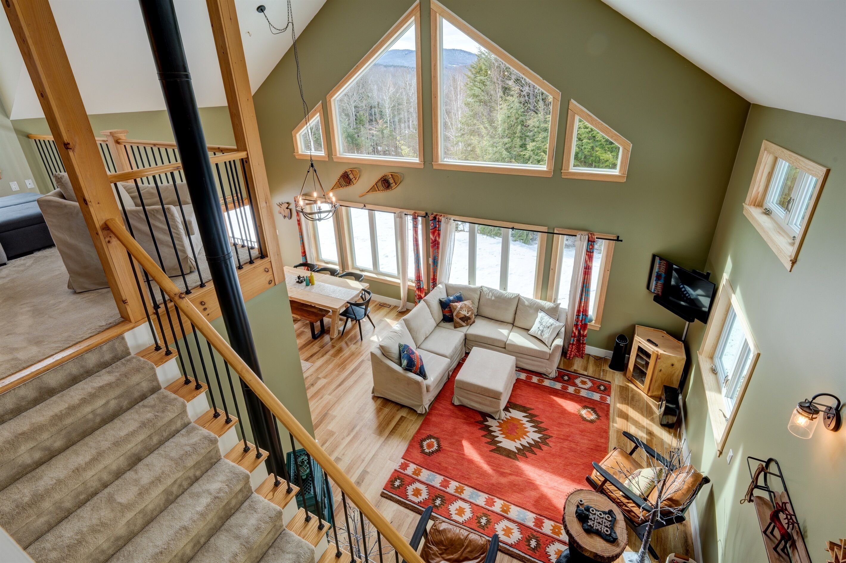 Smart TV, fireplace, video games, books