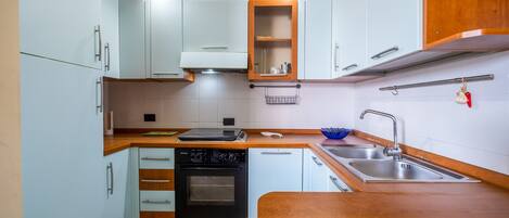 Fridge, oven, stovetop, high chair