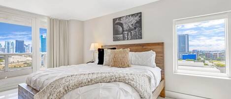 1 bedroom, desk, iron/ironing board, travel cot