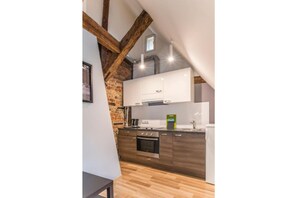 Fridge, oven, stovetop, electric kettle - Colonel Suites & Apartments (Riga)