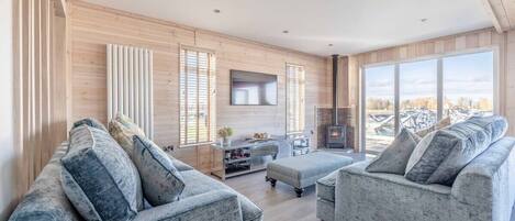 TV, fireplace