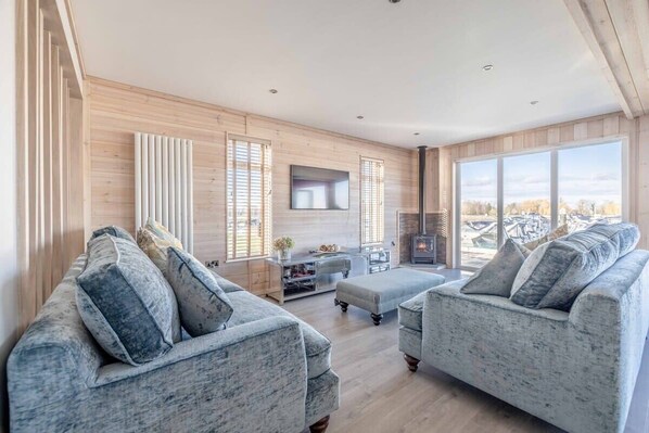 Televisión y chimenea 