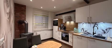 Fridge, microwave, oven, dishwasher