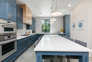 Fridge, microwave, oven, stovetop - Keefer Haus at Camp Warnecke*Comal Riverfront w/ Pool*Walk to Downtown NBTX (New Braunfels)