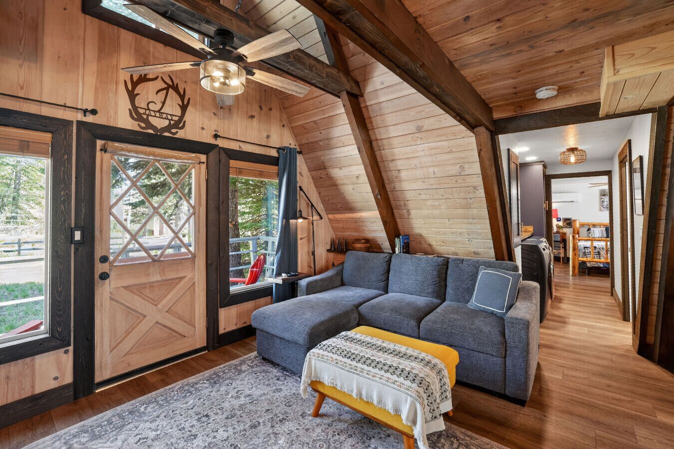 Smart TV, fireplace, DVD player, books